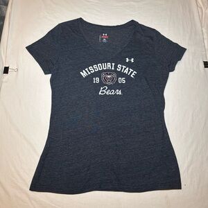 Women’s Under Armour Missouri State Bears Shirt Size XL Gray Short Sleeve V-neck